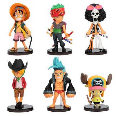 6pcs One Piece Anime Peripheral Luffy Solon Character Handmade PVC Model Cute Ornament Children's Toy Birthday Christmas Gift