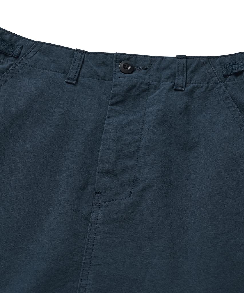 Cotton Bell Midi Side Belt Skirt - Navy