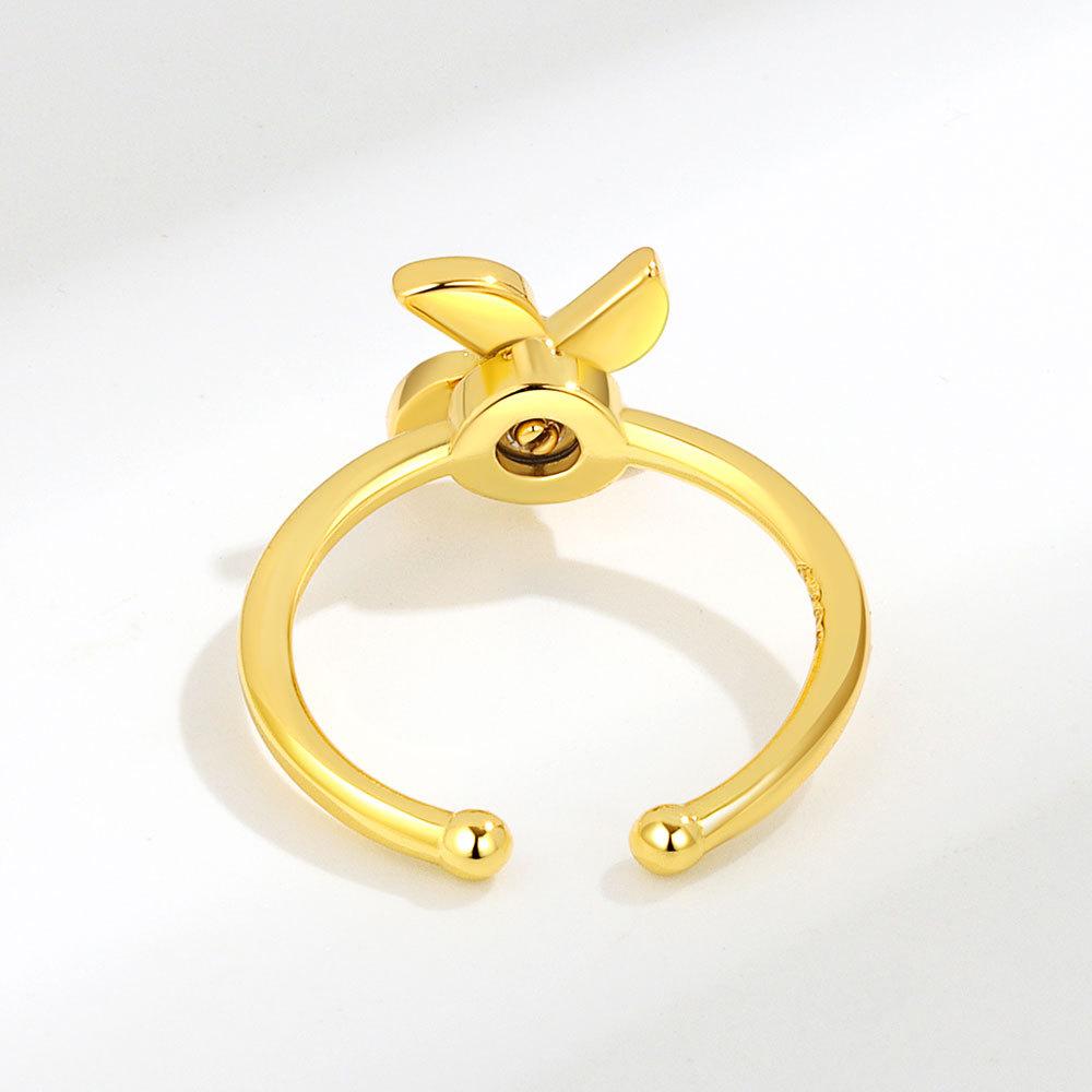 Fashionable Rotating Windmill Resin Open Index Ring For Women Elegant Temperament Adjustable Finger Jewelry