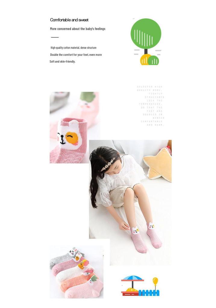 Breathable Cotton Mid-Calf Socks for Kids (1-15 Years), Anti-Odor, Cute Design for Boys and Girls, Ideal for Spring and Autumn.