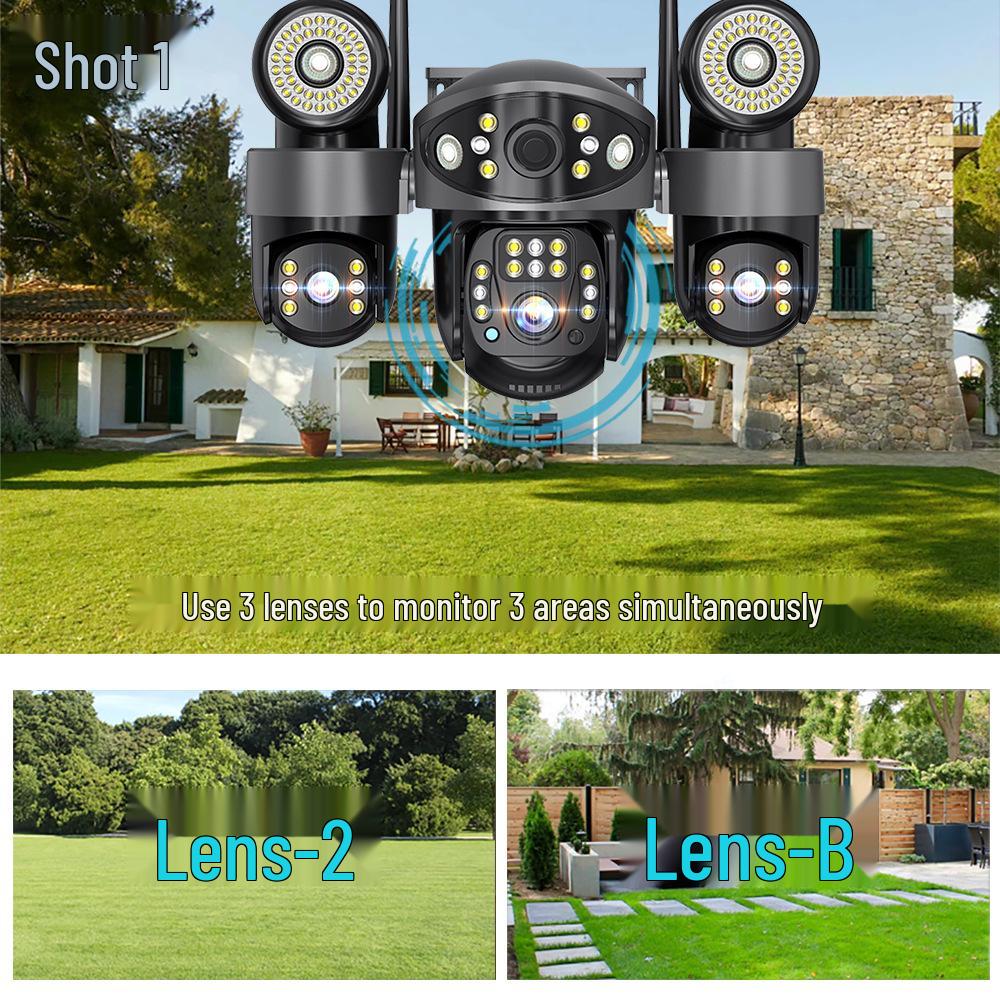 V380 Solar-Powered Outdoor Waterproof Camera with Dual Light and Tri-Screen Bullet & Dome Integration
