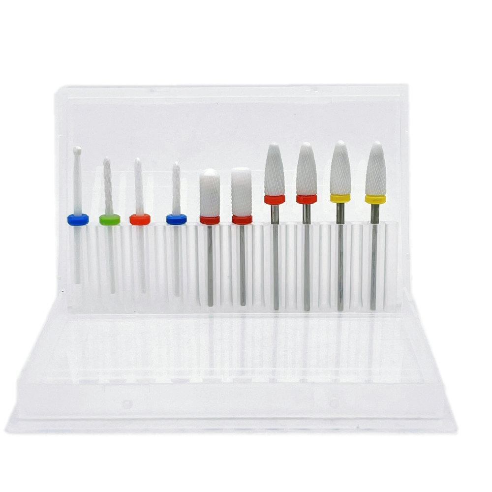 10pcs Manicure Ceramic Nail Drill Bits Set Removing Gel Varnish Drill Manicure Machine Pedicure Nail Bits for Electric Drill