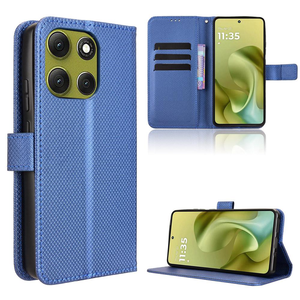 For Motorola Moto G86 Power 5G Leather Wallet Case with Strap Diamond Texture Phone Cover