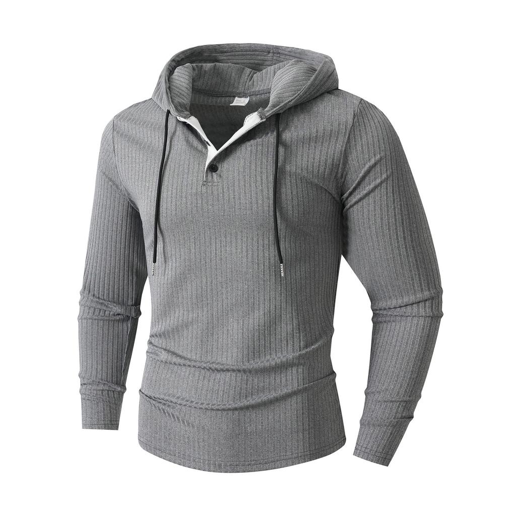 Men's Solid Color Stand Collar Button Sweatshirt Hoodie Men's Sports Large Size Casual Sweatshirt