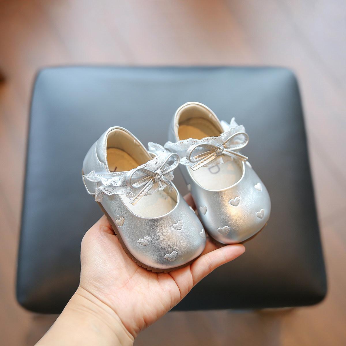 

Soft-soled Leather Shoes, Toddler Shoes, Anti-slip Girls Shoes 19 срібний