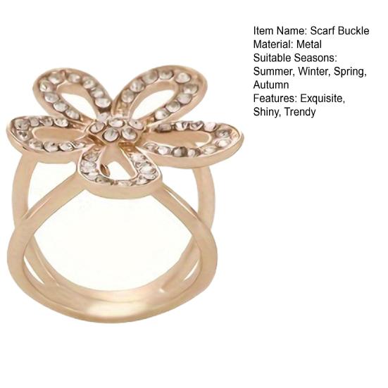 Scarf Ring Buckle And Slides for Women Rhinestone Flower Tshirt Tie Clip Floral Belt Scarf Pin Buckle for Dress Shirts Clothing Accessories