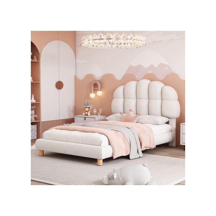 Lit Simple - MUVOE - 90x200cm - Rembourré - MDF - Blanc