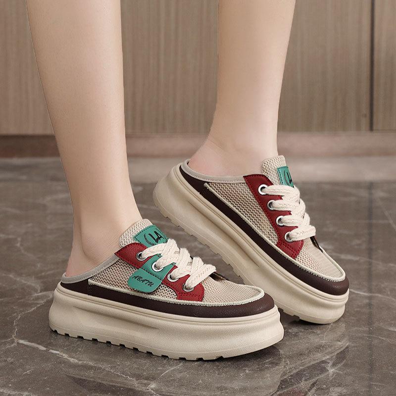 ZY new summer breathable mesh shoes platform sandals heightened mesh semi-drag