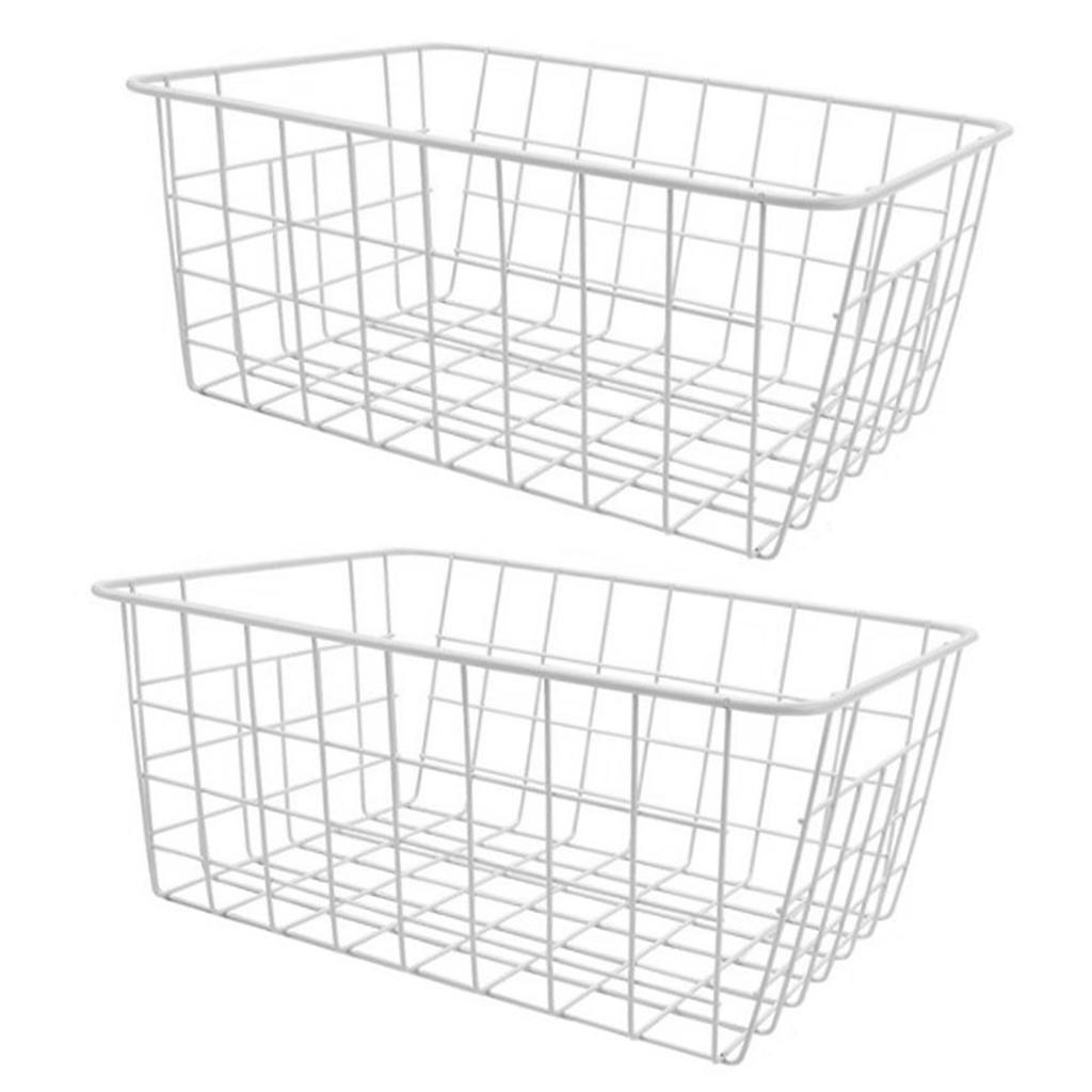 Freezer Basket Rust Proof Large Capacity Iron Storage Bin for Refrigerator Fruits Snacks Drinks