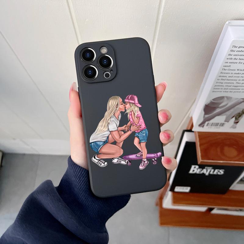 Queen Hair Baby Mom Girl Original Square Liquid Phone Case For iPhone 14 11 12 13 Pro Max Mini X XS XR 7 8 Plus SE2 DIY Cover