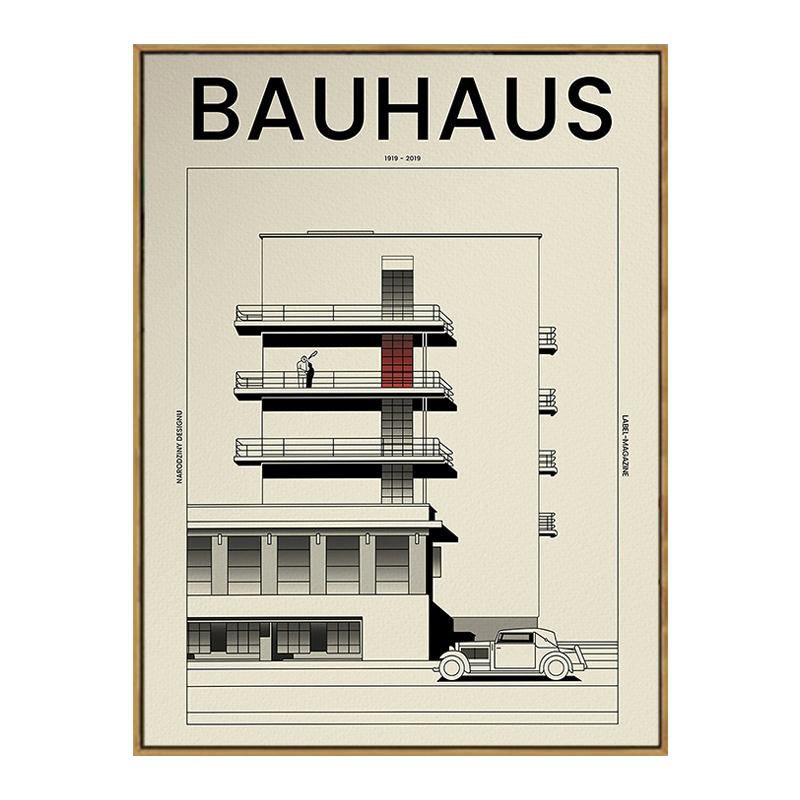 

Вінтажний чорно-білий плакат Bauhaus Ретро Художні відбитки Модернізм Виставка Декоративні картини Полотно Настінне мистецтво Картина Домашній декор 40x50cm No Framed