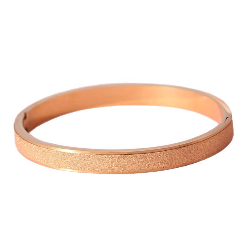 European & American Style Glitter Sand Stainless Steel Bracelet with Simple Gold Thin Ring - Titanium Steel Women's Jewelry