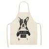 1 Pcs Cotton Linen BullDog Dog Print Kitchen Aprons Unisex Dinner Party Cooking Bib Funny Pinafore Cleaning Apron