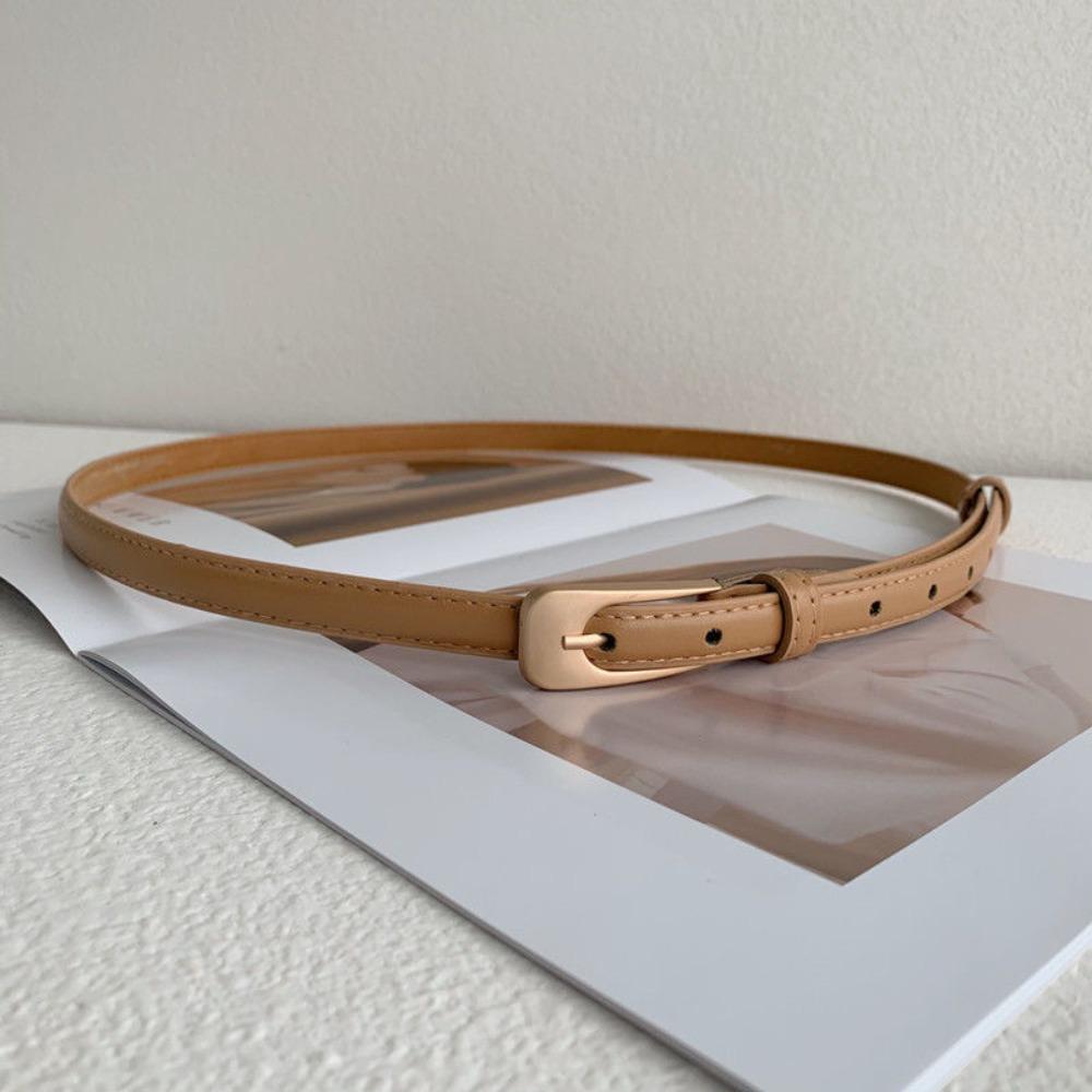Adjustable Thin Belt Zinc Zinc Alloy Thin Waist Belt Fashion PU Leather Waistband  Daily