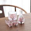 1 Piece 40ml Japanese Hammered Hand Painted Cherry Blossom Sakura Glass Sake Cup Shot Glass