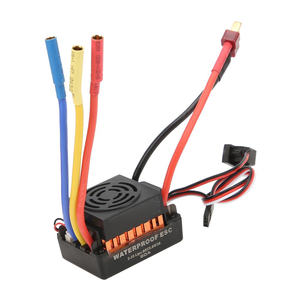 3650 3100KV Brushless Motor with Heat Sink and 60A Waterproof Electronic Speed Controller Set for 1/10 RC Car