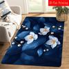 1pc 2D Pattern Blue Leaves and White Flowers Printing Floor Mat for Living Room, Home Decor Rug, Kitchen Decor Carpet, Wash Ba