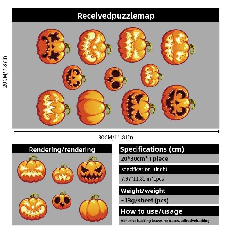 

Украшения на Хэллоуин Наклейки на стену Голова тыквы Статические наклейки Наклейки на витрину торгового центра 2025 Наклейки на стекло с ведьмой WSJ-02(20*30cm)