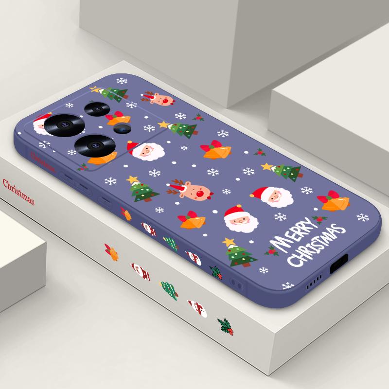 Merry Christmas Santa Elk Pattern Phone Cover For Xiaomi 13T Pro 11T Poco F6 X6 Redmi Note 13 12 11 10 Pro Max Soft Matte Shockproof TPU Lanyard Case