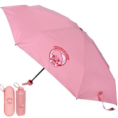 BT21 Official Goods Folding Umbrella TATA Red Character Design Compact Umbrella Storage Bag with Hard Case Birthday Thank You Present Gift