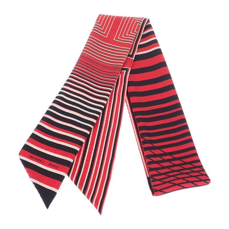 HERMES   Scarf Red/black Silk Women