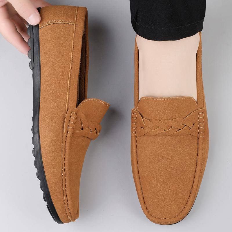 Fashion Fashionable and Casual Lazy Bean Shoes Brand Flat and Comfortable Business Office Commuting Shoes Quality Men's Leather Loafers