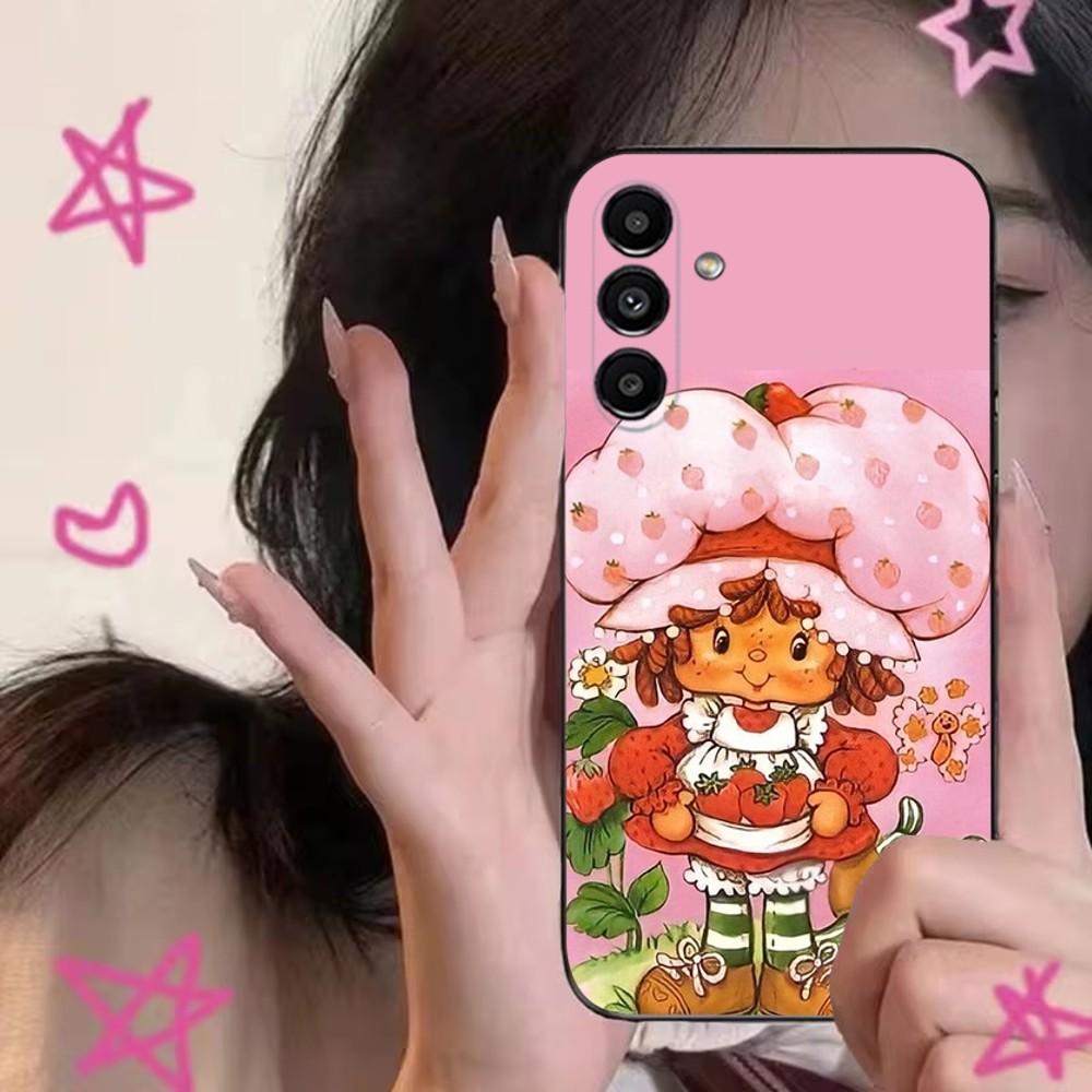 S-Strawberry S-Shortcakes Phone Case For Samsung S24,S21,S22,S23,S30,Ultra,S20,Plus,Fe,Lite,Note,10,9,5G Black Soft Cover