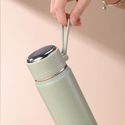 Household 500ml Thermal Water Bottle Leakproof with Filter Insulation Cup 316 Stainless Steel Silicone Rope Vacuum Flask Camping