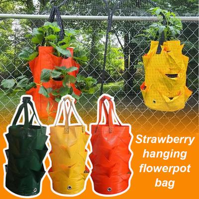 Strawberry Hanging Herb Pot Bag Easy Garden Storage Plant Care & Display Container - Eco-Friendly Growing Bag