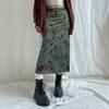 Gonna midi aderente da donna, stampa retrò americana, vita alta, slim, casual