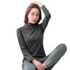 High Neck Slim Fit Long Sleeved Pullover New Autumn Winter Velvet Women Print Base Shirt Casual Slim Warm Top