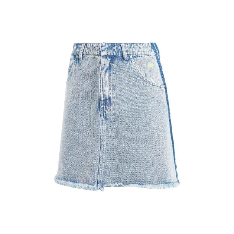 adidas Originals Fransen-Denimrock Damen Unterteile Hellblau-Grau IU2509