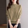 Women Solid Half High Collar Cashmere Sweater Autumn Winter Loose Knitted Wool Casual Sweater Bottoming Shirt