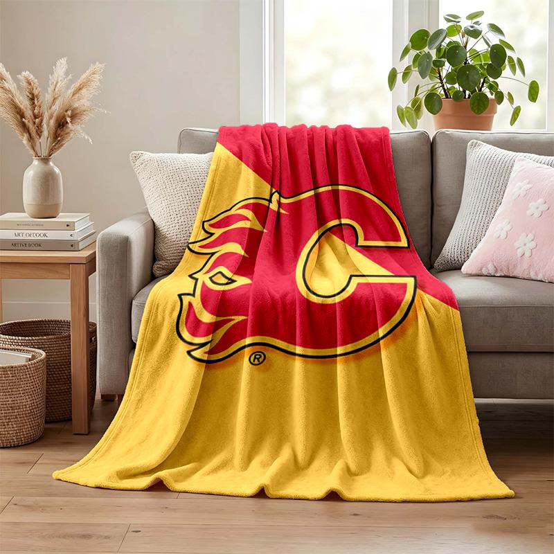 Calgary Flames Blanket Flannel Blanket Soft Cozy Plush Throw for Sofa Bed Lightweight Home Decoration