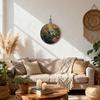 DEQSX Vintage Floral Hummingbird Round Wall Art, Rustic Nature Cottagecore Flower Botanical Bird Wall Decor Canvas Prints Posters for Home Bedroom