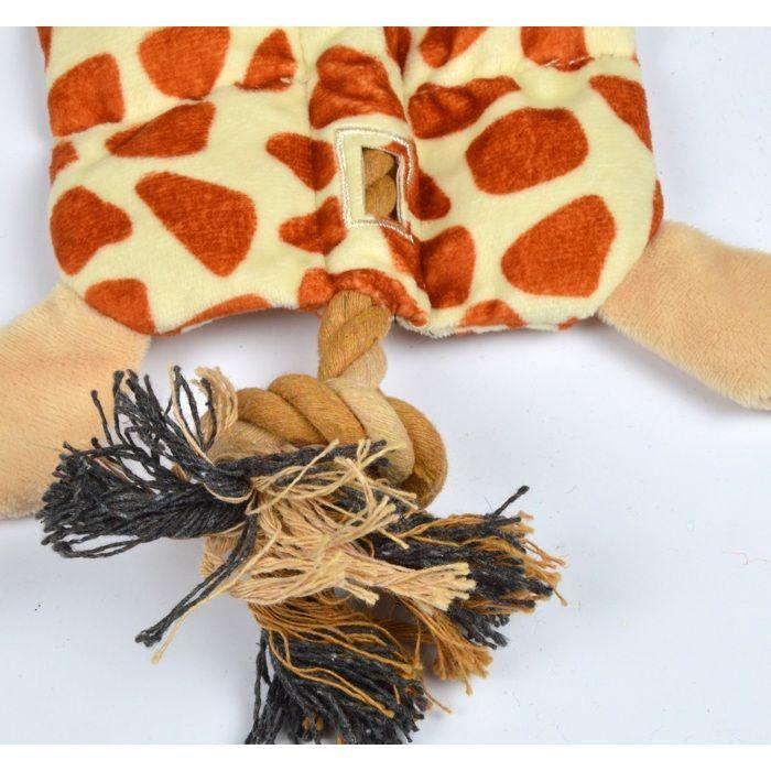 Jouet pour chien - Jeux - Girafe en peluche - Corde résistante - Sonore - 37 cm - Marron