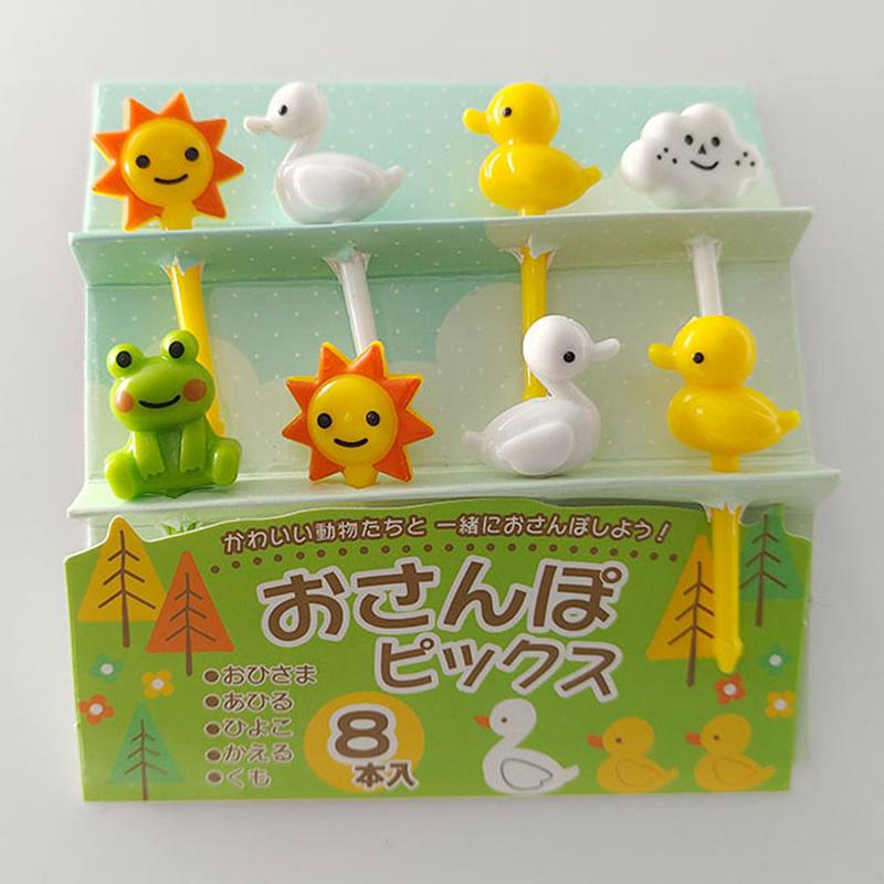 8ks/set Kreslený film Vidlička na ovoce Dětská Svačina Dezert Bento Sendvič Párátko Obědy Party Dekorace