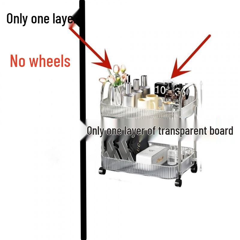 Przezroczysta mobilna wielowarstwowa półka-wózek do sypialni