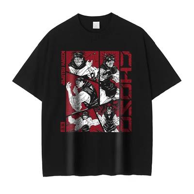 Camisetas Anime J-Jujutsu K-Kaisen Lavado Vintage Camiseta CHOSO Oversized Streetwear Fushiguro Toji Gojo Tops de Manga Corta Camisetas