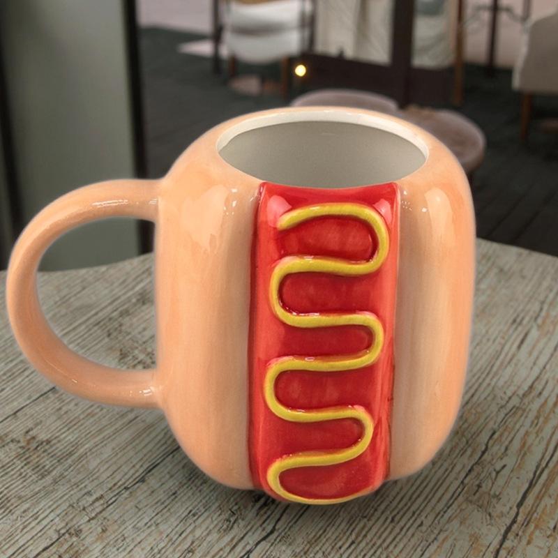 Wjg Pretty B White Creative Cute Ceramic Hot Dog Mug Funny Coffee Mug Ins Style Good Value Practical Birthday Gift
