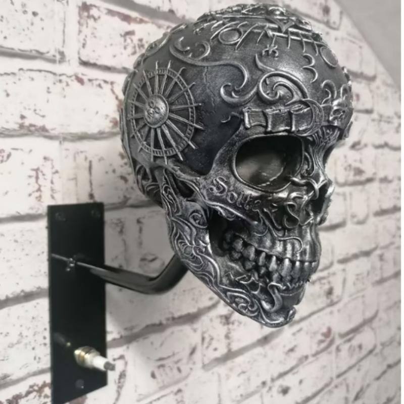 Držák na lebku pro motocyklovou helmu a bundu Kreativní cool držák na motocyklovou helmu v podobě lebky Nástěnný závěs na helmu v podobě lebky pro dospělé