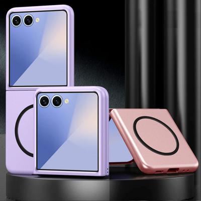 Funda para teléfono con cargador inalámbrico magnético de color elegante mate ultrafina para Samsung Galaxy Z Flip 7 6 5 4 3 Cubierta protectora a prueba de golpes