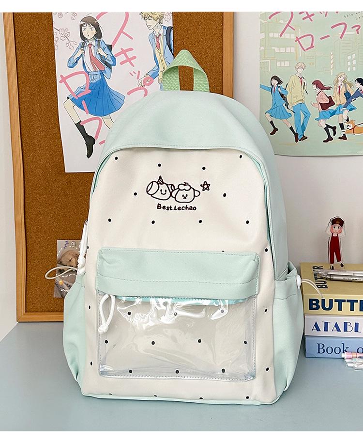 Japanese Anime Style Cute Girl Lightweight Backpack with Large Capacity and High-Value Brooch for Elementary Students