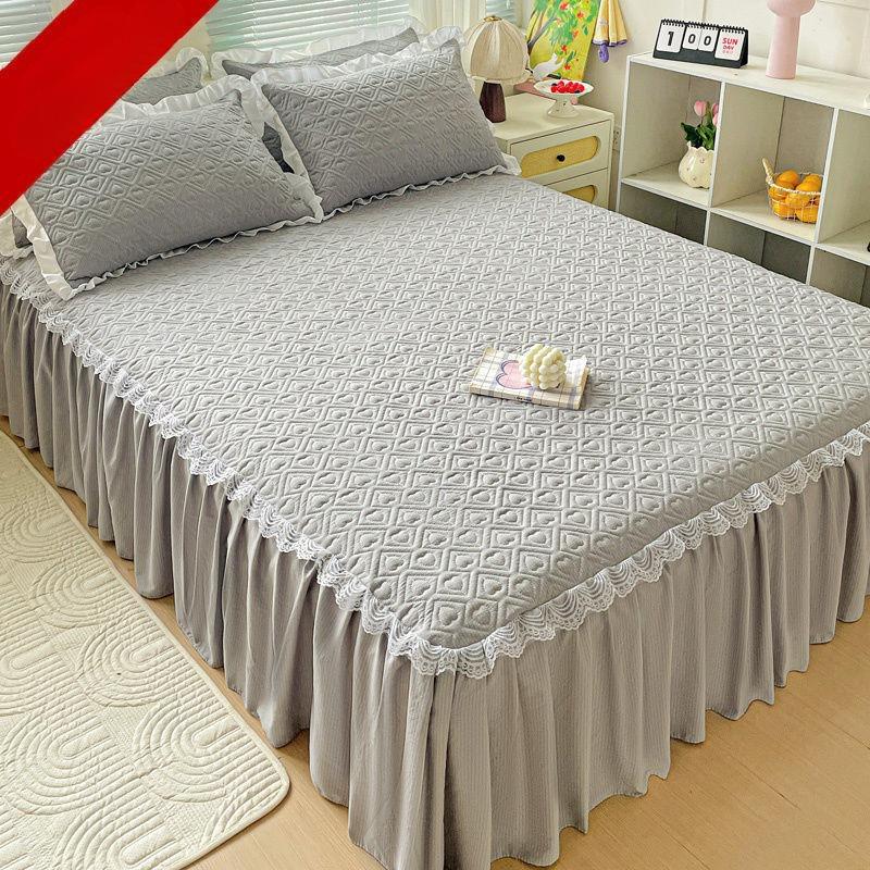 Bedclothes Four Season Universal Cotton Material Bubble Cotton Lace Bed Skirt Concealing Ugliness Hem Color Bed Sheet 150x200cm