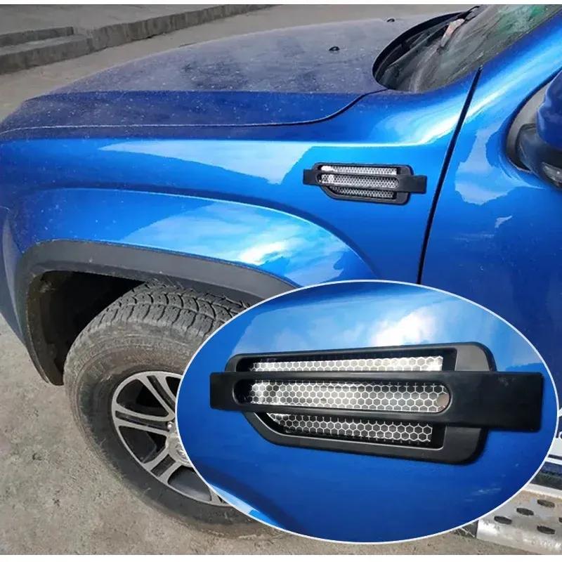 2PCS Universial Car Side Air Vent Fender Body Cover Outlet Intake Sticker Spoiler Grille Trim Exterior Accessories Black/Chrome