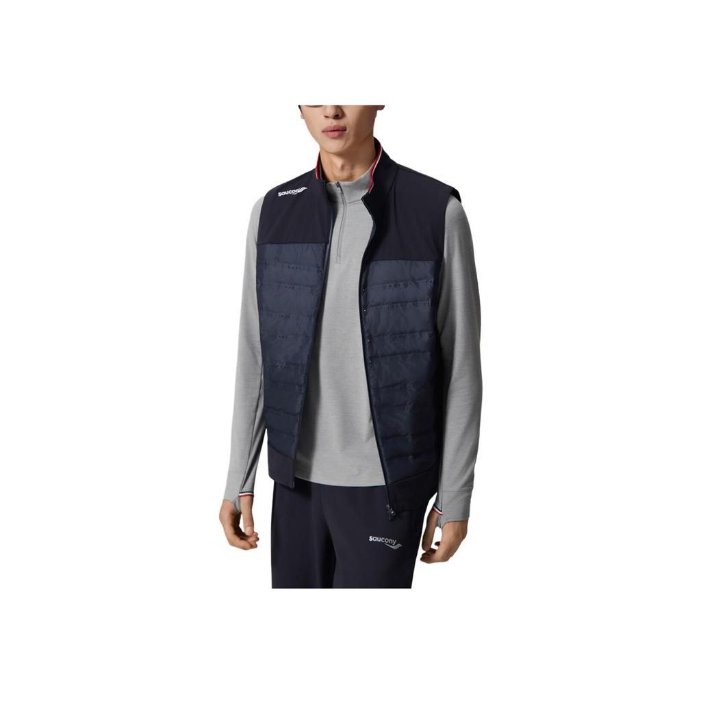 SAUCONY Color Block Stand Collar Zipper Sleeveless Vest Men Vests SA2269PV21T-BL167