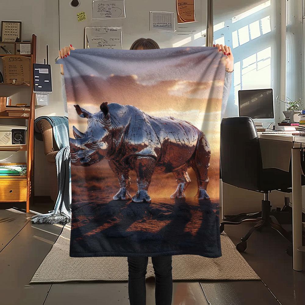 1Pc Mirroranimals Print Flannel Blanket, High quality Comfortable for All Seasons, Home Decor, Warmth and Comfort, Perfect for Christmas Gifts