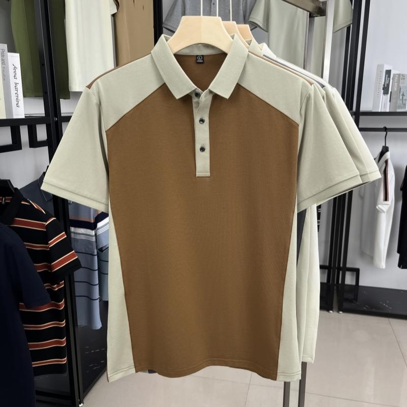 Light Luxury Brand Men's Short Sleeved Polo Shirt Summer New Collection Spliced Korean Style Lapel Design Trend Casual T-shirt