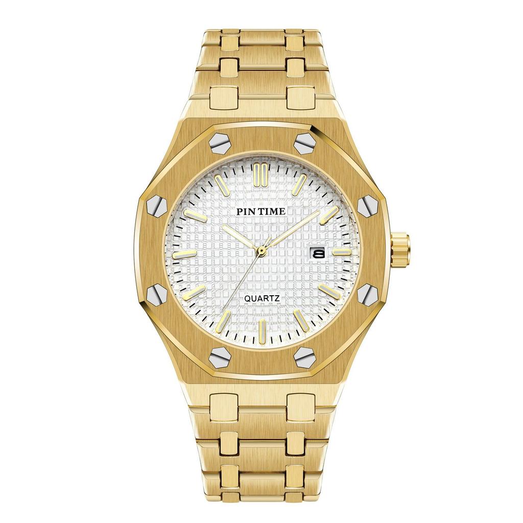 PINTIME Orologi da uomo di lusso automatici con data, impermeabili, luminosi, al quarzo, in acciaio inossidabile, sportivi.