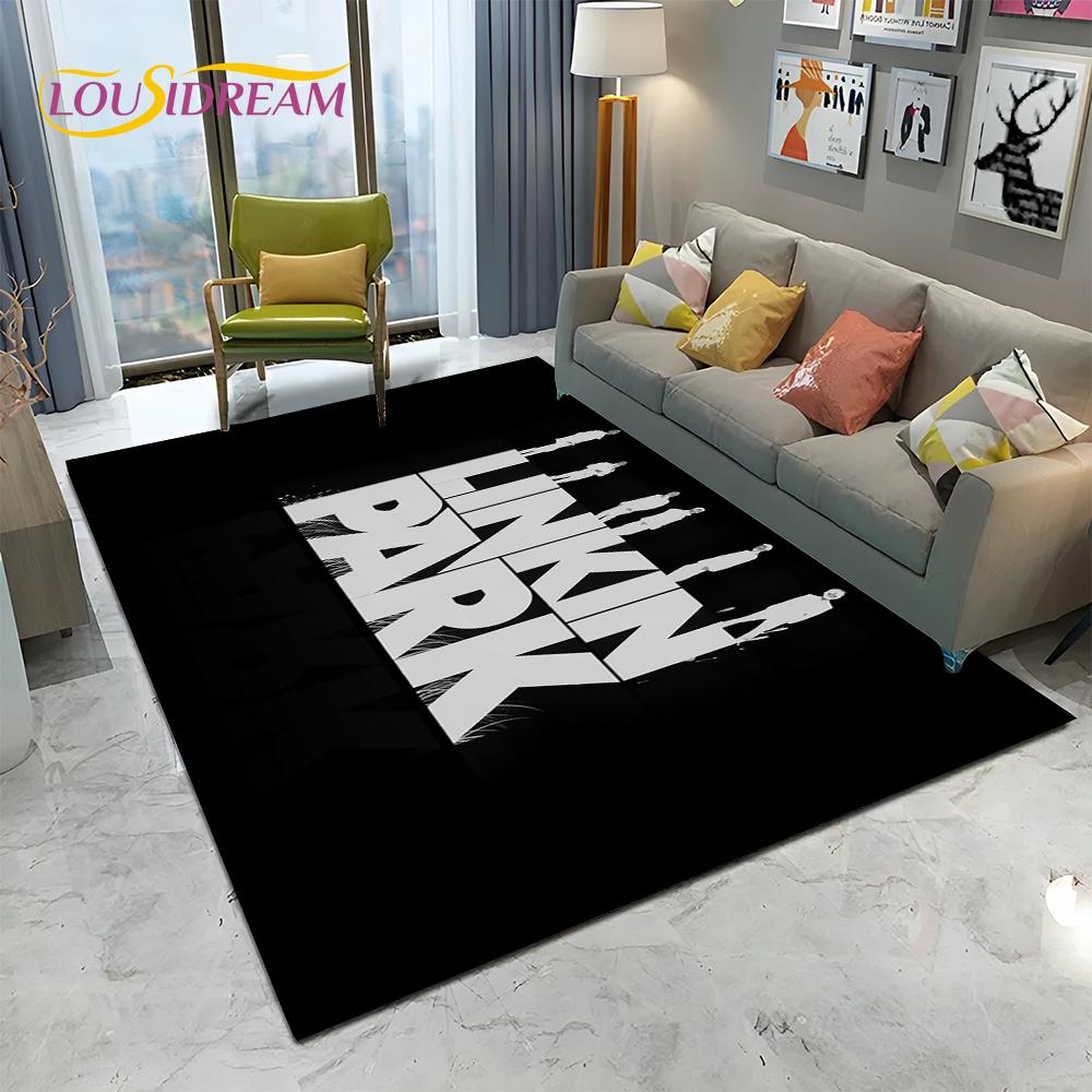 Tappeto Tappetino Decorativo 3D Retro Rock Band L-Linkin Park Logo per Casa Soggiorno Camera da Letto Divano Zerbino, Tappeto per Area Bambini Tappetino Antiscivolo